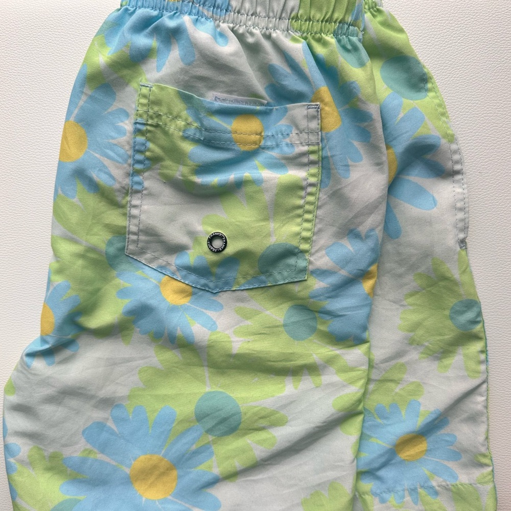 Franks Australia Men’s Swim Shorts – Blue & Green Daisies – Size Small